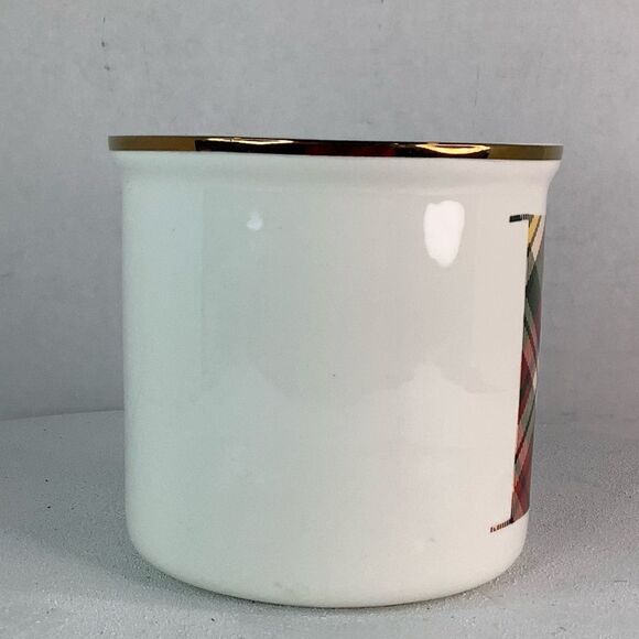 Pottery Barn Plaid/White Letter R Coffee Cup Alphabet Initial Monogram Stoneware - Picture 4 of 11